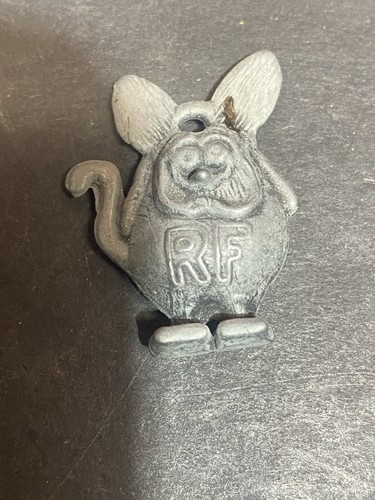 Vintage Zinn/Metall Ratte Fink Schlüsselanhänger, Halskette, Anhänger