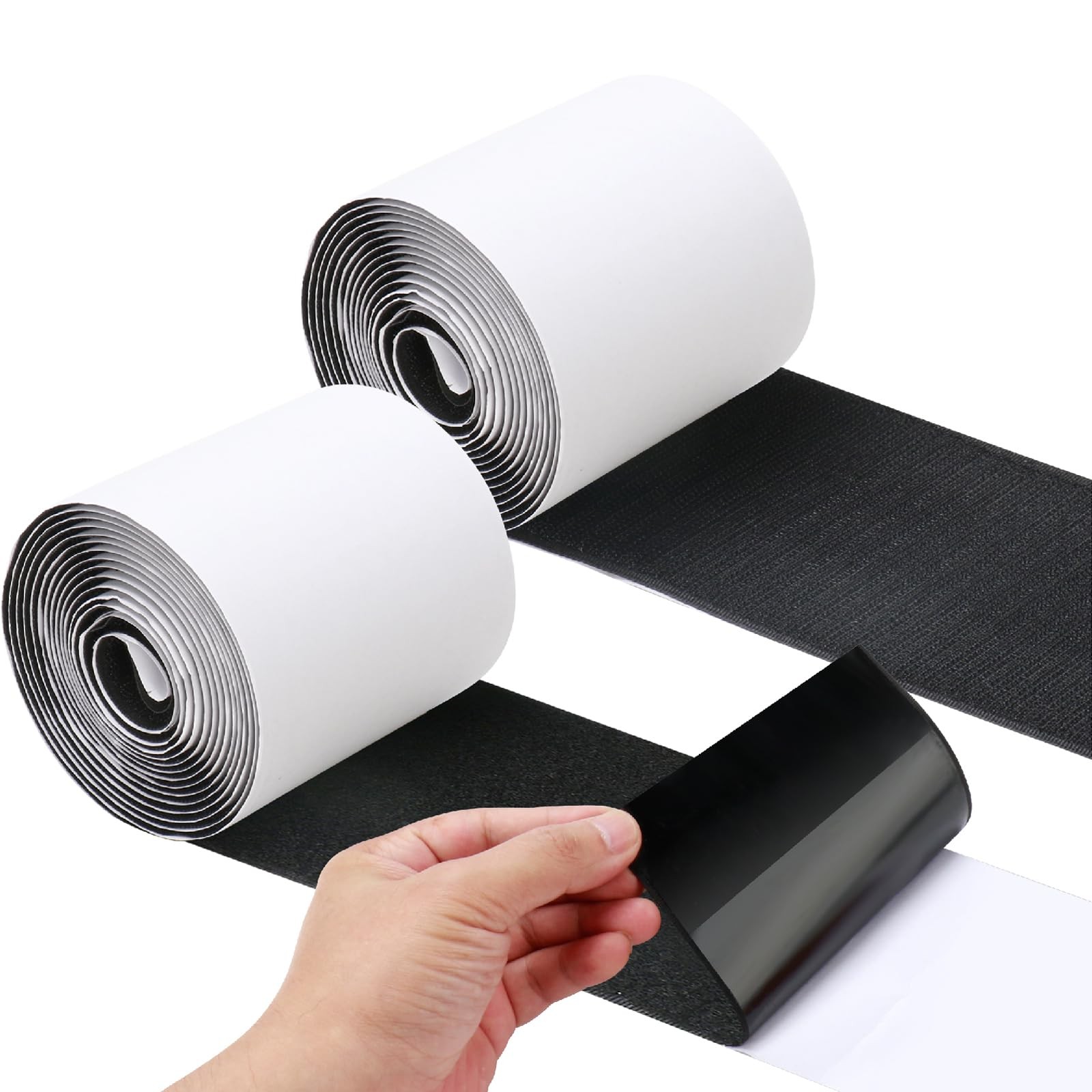 4.4 x 15 FT Heavy Duty Hook and Loop Tape Strips - Reusable Fastener Strong Grip