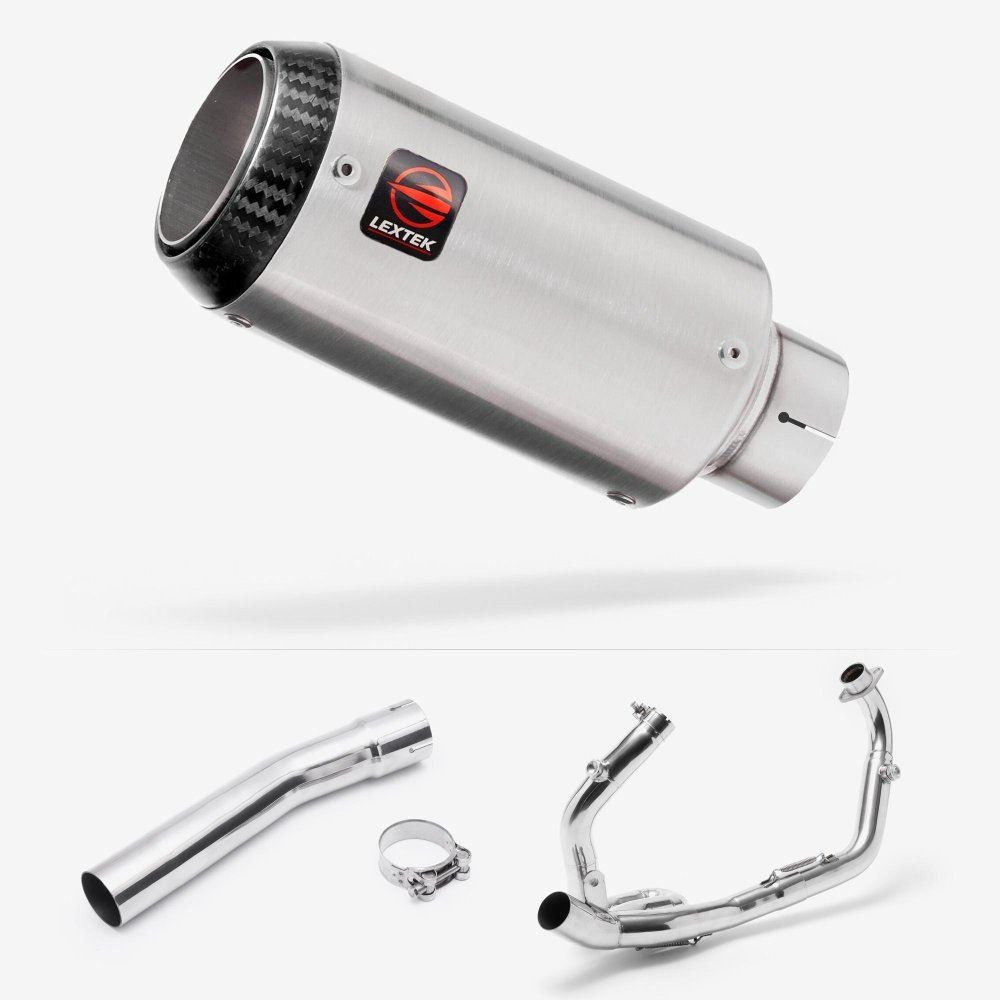 Lextek CP1 Matt S/Steel Carbon Tip Exhaust System 150mm for Suzuki SV650 (03-15)
