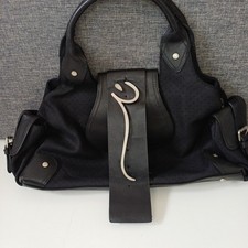Vegan Leather Handbag black hobo tote bag silver hardware vintage y2k