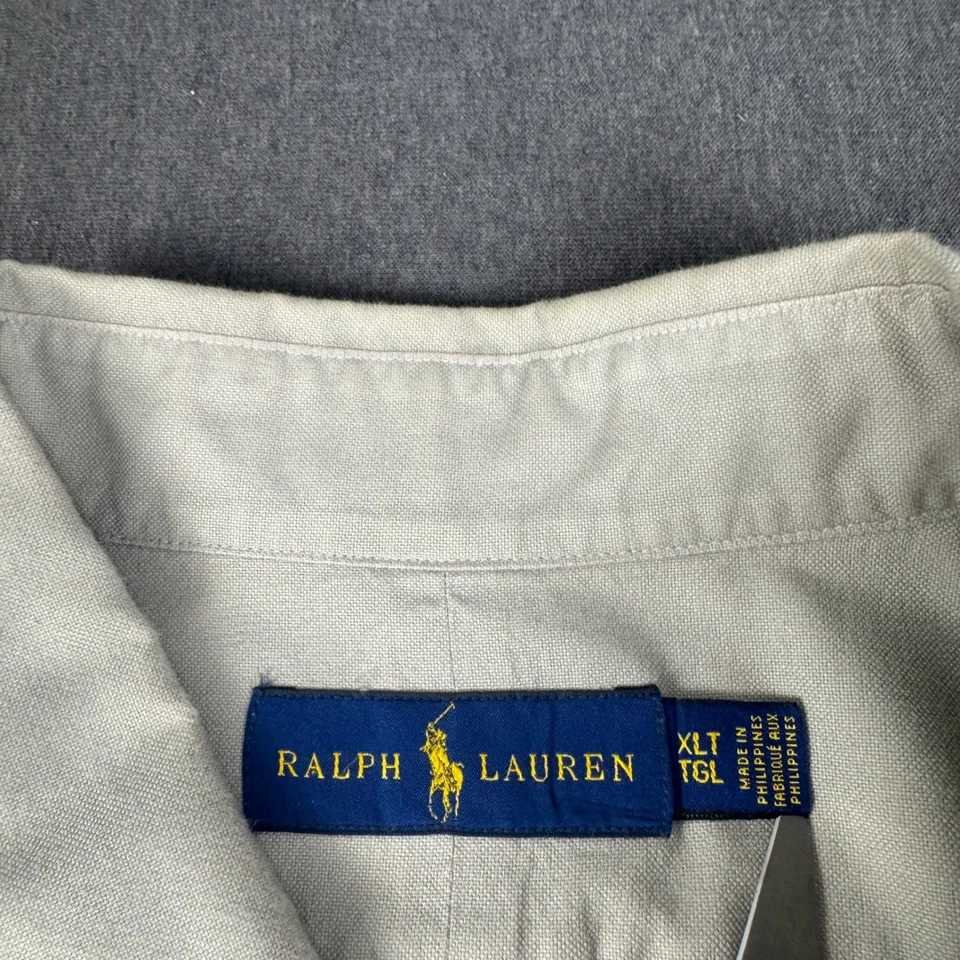 Camisa Ralph Lauren Masculina Extra Grande Manga Longa Ajuste Clássico Casual Cáqui - Imagem 3 de 4
