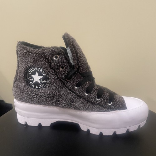 Converse All Star High Top Womens 7 Gray Sherpa Platform Lugged Cozy A04449C - Picture 4 of 11