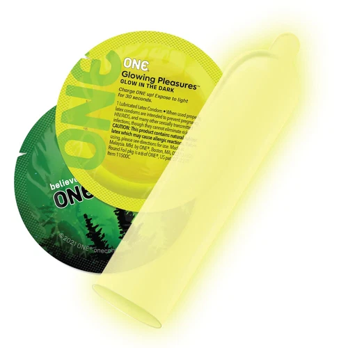 ONE Glowing Pleasures Glow In The Dark Lubricated Latex Bulk Condoms