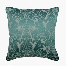 Decorative Pillow Case Blue 16"x16", Room Decor Silk Fabric - King Damask