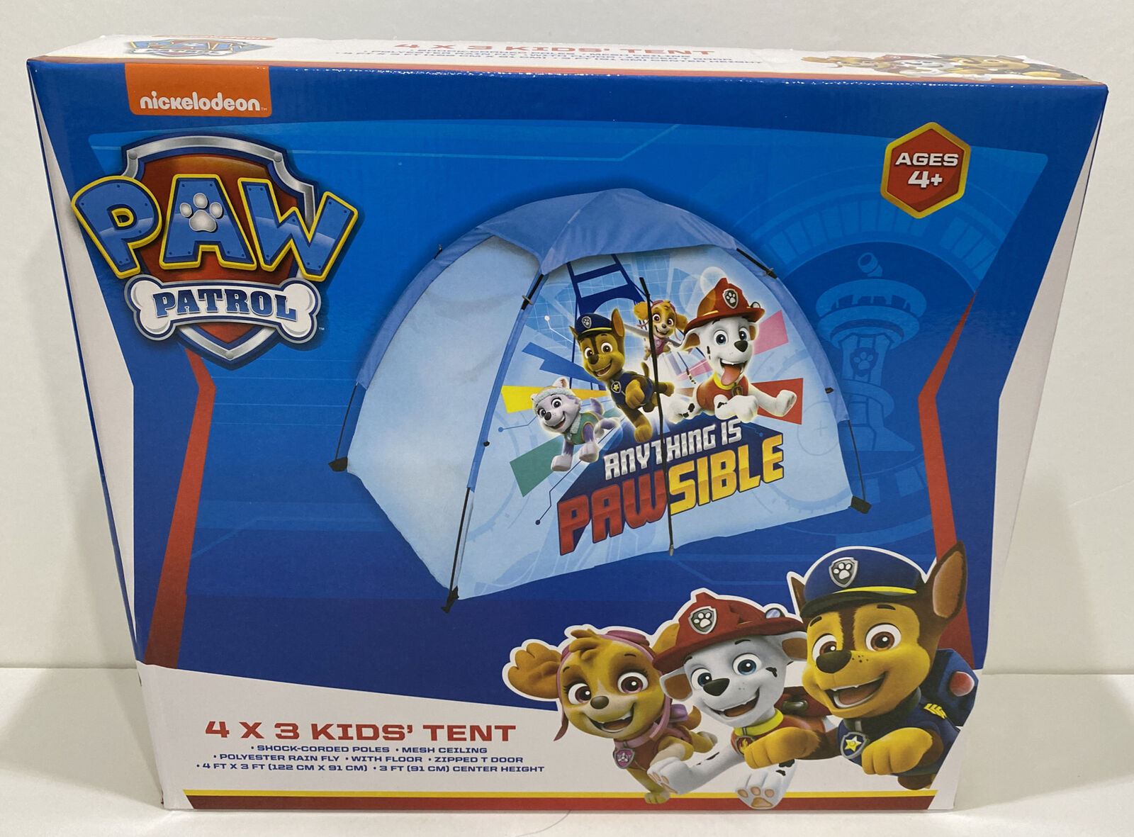 Paw Patrol 4' x 3' Kids Tent Blue Camping Play Dome 