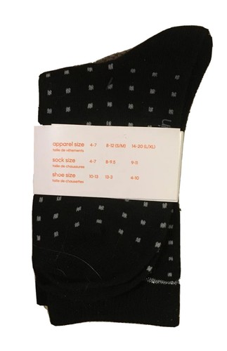 Calvin Klein Girls 6 Pair: 3 Black Solid & 3 Spotted Quarter Socks, Size 10-13 - Picture 5 of 7
