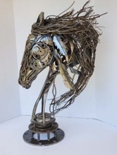 Metal horse head sculpture, horse sculpture, metal art, scrap metal horse head