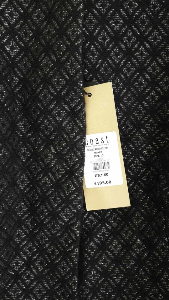 Coast Delano Jacquard Coat Black UK 10 LN007 JJ 01 - Image 3 of 3
