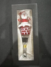 Santa Chimney Holiday Wine Bottle Stopper Topper Art Glass Christmas NEW LS Arts