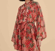 Farm Rio - Red Pineapple Bloom V Neck Mini Dress - Missing A Couple Of Beeds...