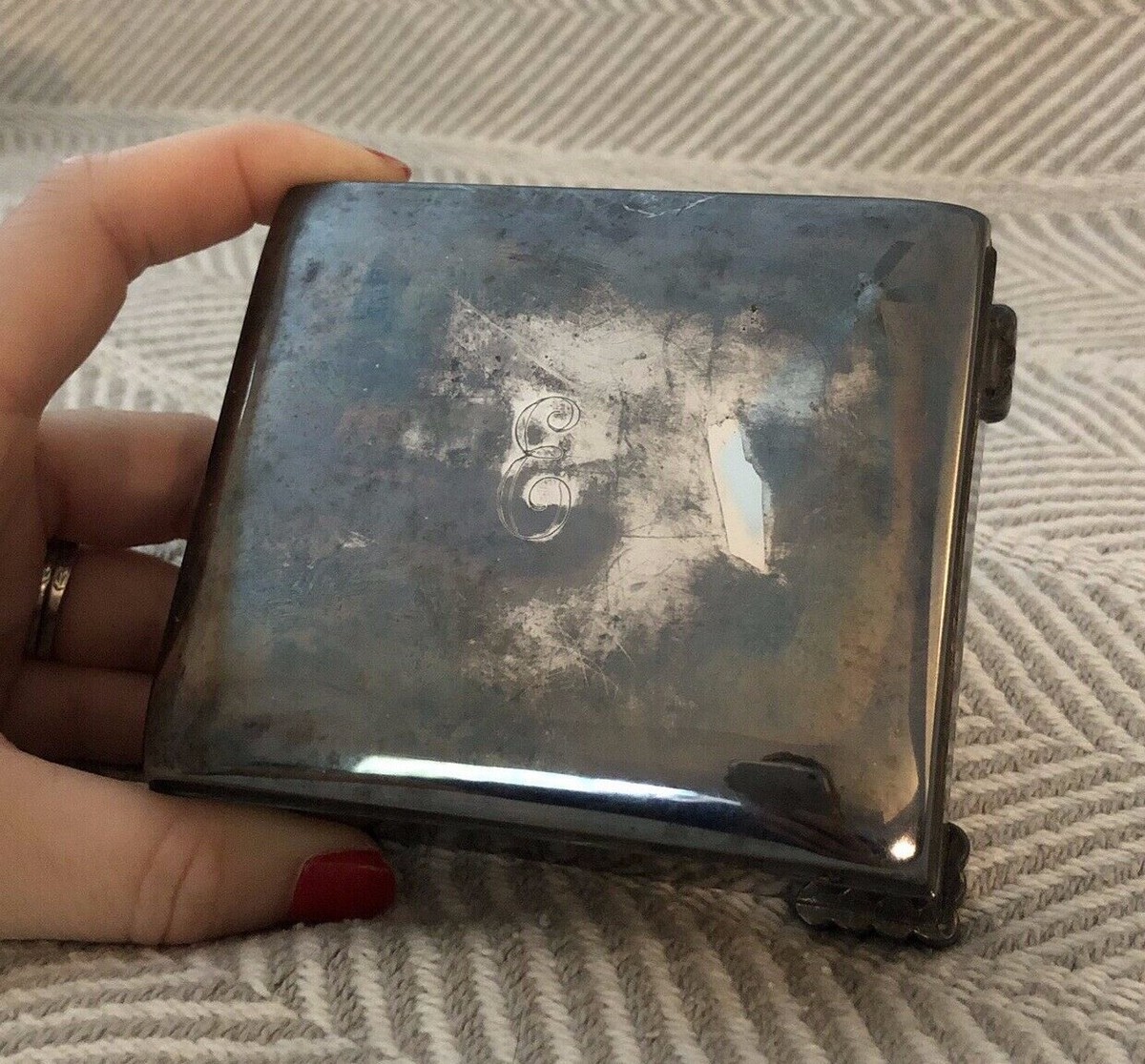 Antique Silver Box Cedar Lined 1894 Poole Footed Cigarette
