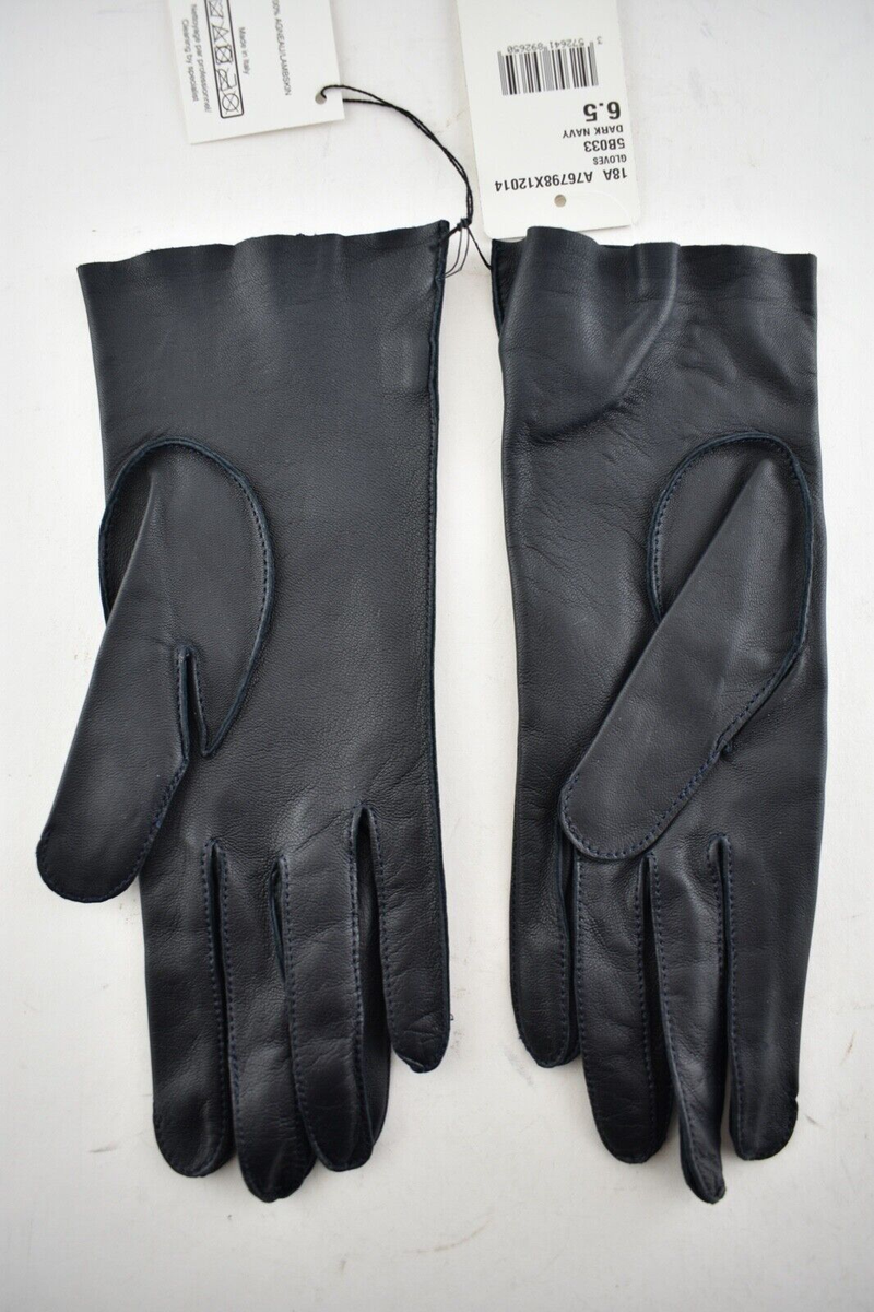 Chanel 18A Dark Navy Blue Lambskin Leather CC Stitch Logo 5 Finger