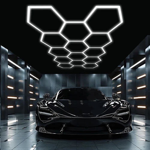 14 Hexagon LED Lighting Detailing Garage Workshop Retail Car Showroom UK - Picture 12 of 53