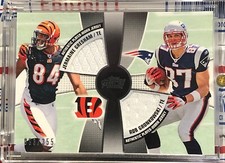 2010 TOPPS PRIME ROB GRONKOWSKI & J GRESHAM, #2QR-GG, ROOKIE JERSEY #093/355