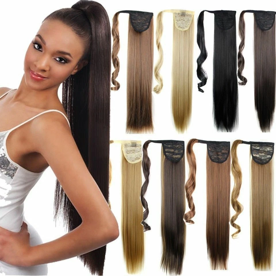 SEGO Real Long Clip In Ponytail Pony Tail Hair Extension Wrap On Hair Piece as Human
