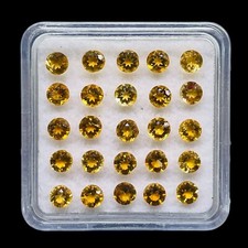 VVS 25 Pcs Natural Citrine 3mm Round Diamond Cut Calibrated Loose Gemstones Lot