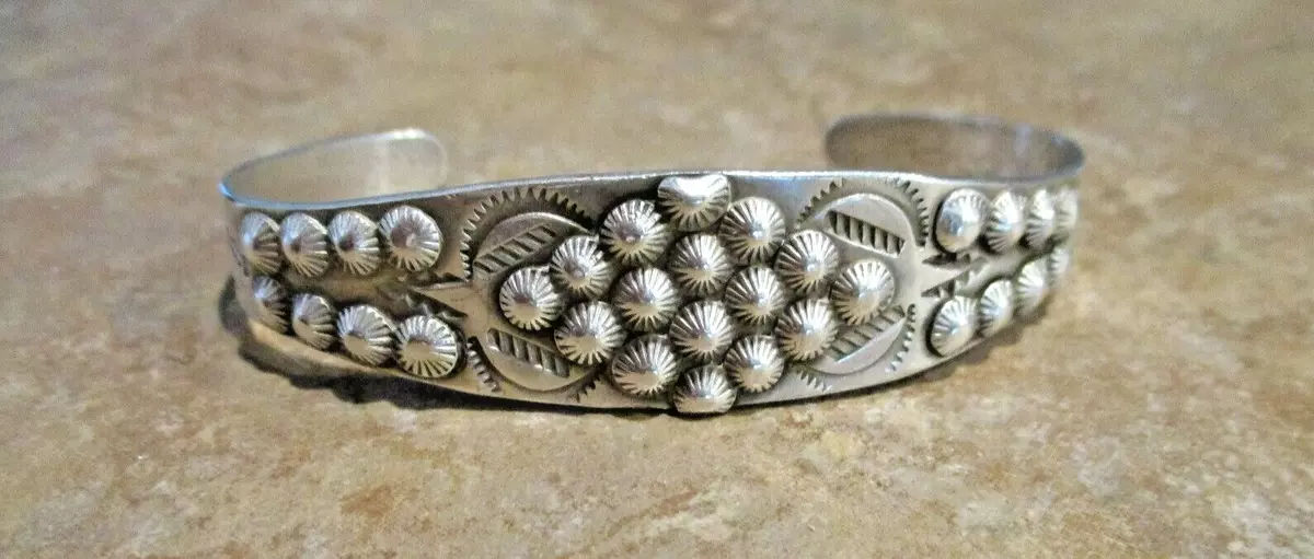 SCARCE OLD Fred Harvey Era Navajo Sterling Silver RAINDROP DESIGN