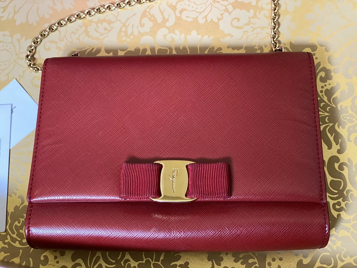 New Salvatore Ferragamo Miss Vara Bag Saffiano Clutch Crossbody