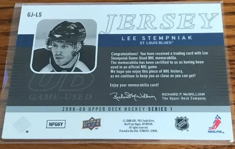 2008-09 Upper Deck UD Game Jersey Lee Stempniak GJ-LS St.Louis Blues - Image 2 of 2
