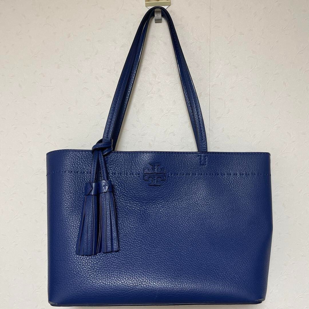 【関税・送料込み】TORY BURCH NAVY BLUE LEATHER SHOULDER BAG Tory Burch McGraw Leather Tote Shoulder Bag Navy Blue free