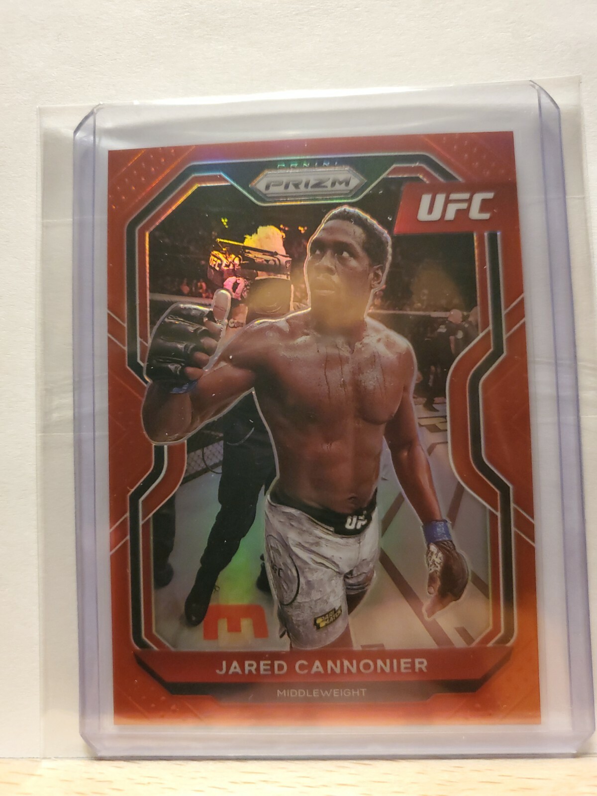 2021 Panini Prizm UFC Jared Cannonier vertical RED Prizm 077/275 card #44