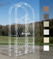 Rosenbogen mit Tor Melissa Metall Gartentor Rankhilfe Spalier Pergola Rankgitter