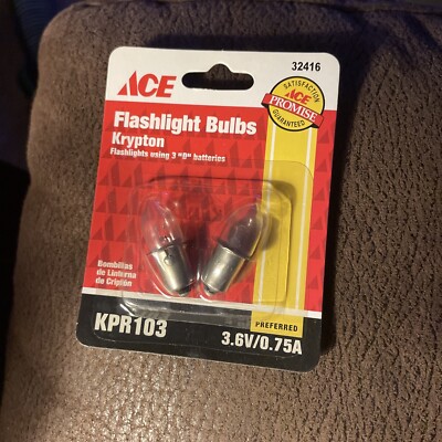 Ace Krypton Flashlight Bulbs - 3.6V/0.7A (3 ''D'' Batteries) KPR102 - 32416 - 2pk