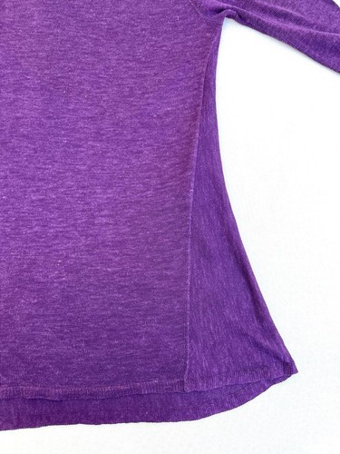Eileen Fisher Seide Leinen lila drapierter Ausschnitt Wasserfall leichter Pullover Oberteil MEDIUM - Bild 12 von 14