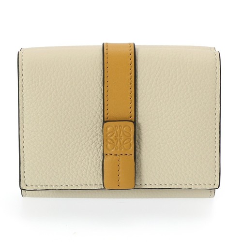 LOEWE Wallet Women Trifold Anagram Compact Size Leather C660TR2X03 2463 Beige