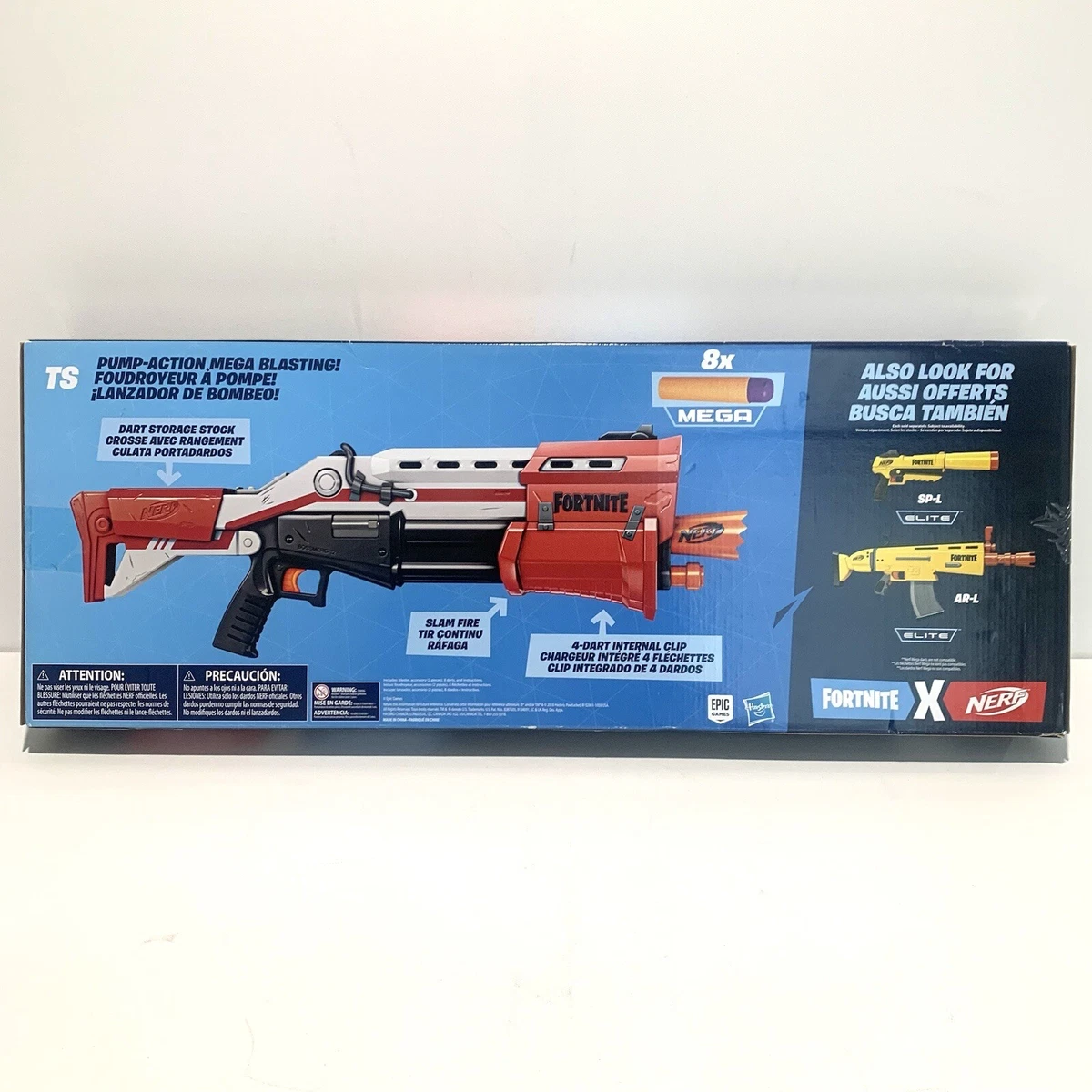 Nerf Fortnite TS Nerf Pump Action Dart Blaster with 8 Nerf Mega Darts 