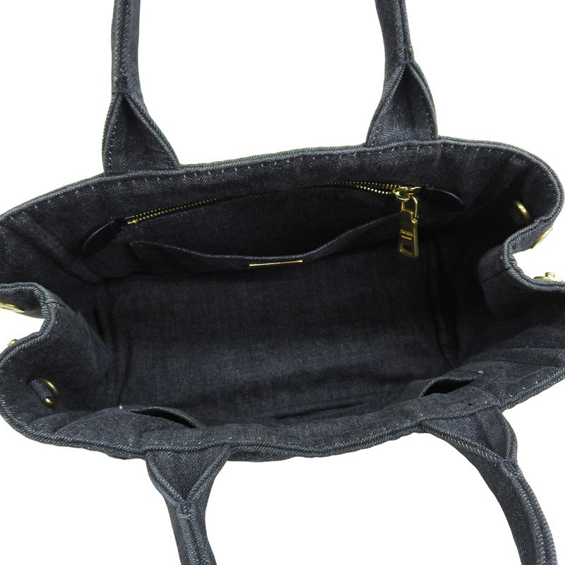 PRADA Canapa 2WAY Bag Handbag Shoulder Bag Denim Black 1BG439 Used  OB2767 from thumbnail 5
