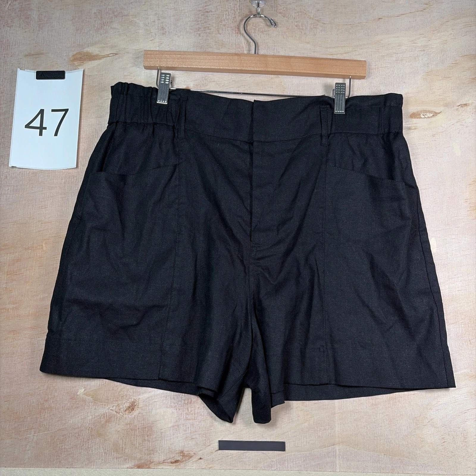 Simply Vera Vera Wang Womens XL 36x3” Black High Rise Linen Shorts Strech NWT