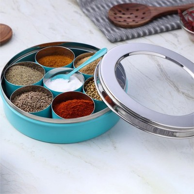 Homes Stainless Steel Masala Box, Spice Box, Masala Dabba with Kitchen Organi...
