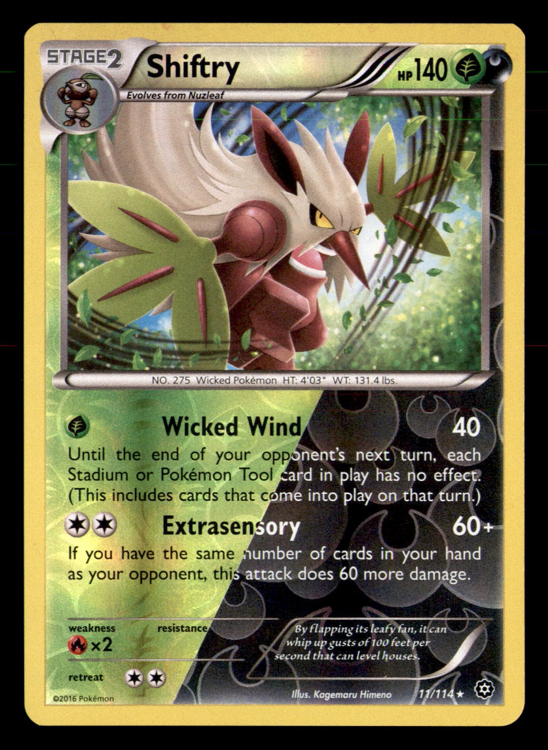 Shiftry 11/114 Holo Rare Steam Siege Pokemon Reverse Holo Near Mint