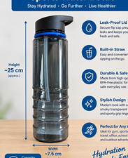 Sports Water Bottle 0.75L BPA-Free Plastic Leakproof Flip Lock Lid with Straw