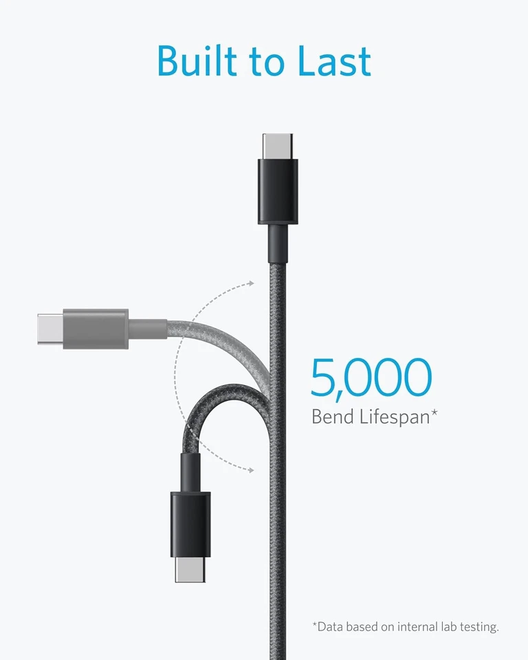 Anker Braided Nylon USB-C to USB-C Cable | Black | 60W | 6FT(180cm) |  PD | FAST - Image 3 of 4
