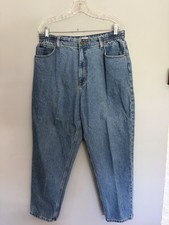 LL Bean Original Fit Relaxed Jeans Womens 16 Petite Blue 100 Cotton High Rise