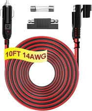 12V/24V Cigarette Lighter Plug to SAE Quick Release Adapter Extension 14AWG 10FT