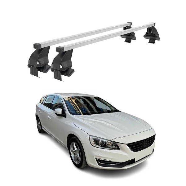 Menabo DachträGer GrundtäGer FüR Volvo V60 2013-2018 Fl 50Kg Stahl Silber 2 Tlg-image