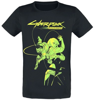 Cyberpunk T-Shirt Herren Edgerunners - David and Lucy schwarz Fan-Merch, Gaming