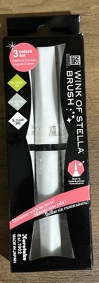 Kuretake ZIG Wink of Stella Glitter Brush Pen Set 3 Colors Gold Silver Clear