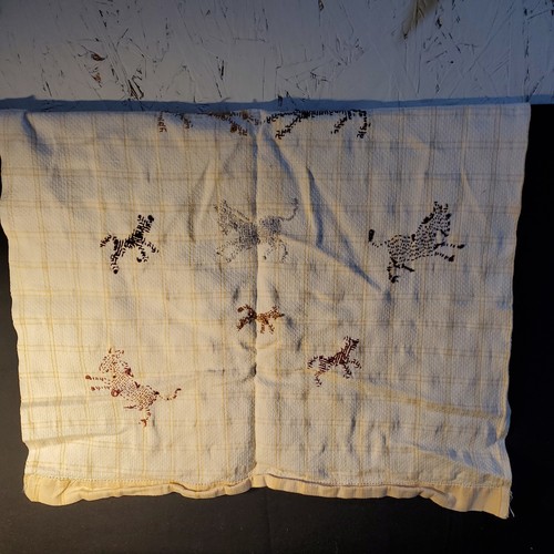Vintage Childrens Bib/Apron Hand Embroidered Horses Cotton Large Dress Up Play - Picture 12 of 12