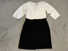 Ann Taylor LOFT Shirt Dress Womens 2 Polka Dot Navy Half Button Long Sleeve