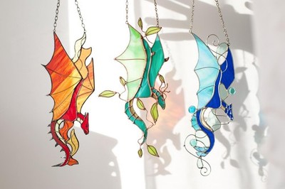 Suncatcher Elemental Dragons Handmade Acrylic suncatcher art Dragon wall decor