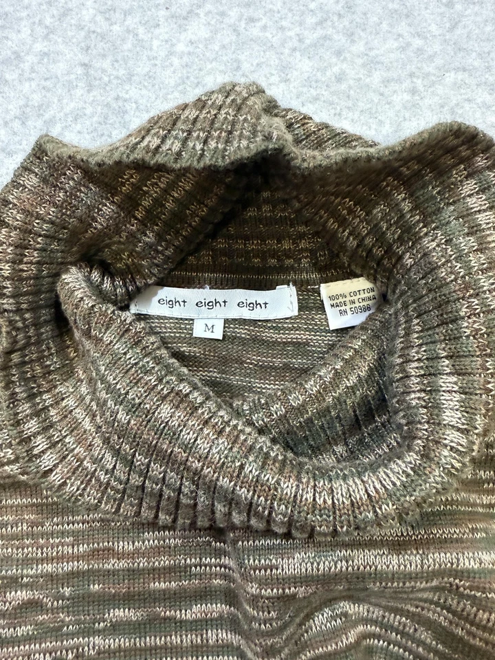 Eight Eight Eight Sweater Womens Medium Brown Turtleneck Tunic Pockets Cotton - Image 2 of 4