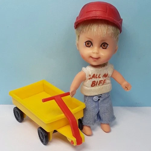 Vintage Mattel Liddle Kiddles HOWARD "BIFF" BOODLE Doll, Outfit, Hat & Wagon