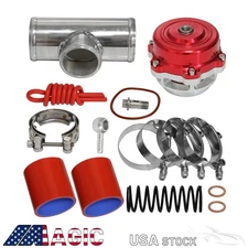 50MM 35PSI Boost V-Band Turbo Blow Off Valve BOV + 2.5" Flange Pipe Hose Kit Red