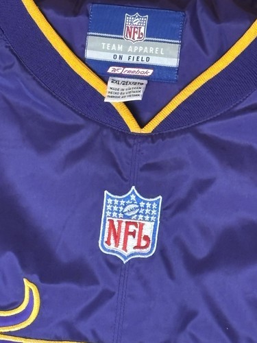 Minnesota Vikings Jacket Mens 2XL Reebok Pullover Windbreaker On Field Apparel - Picture 3 of 18