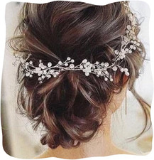 Bride Pearl Wedding Hair Vine Silver Hair Piece Rhinestone Headpiece Bridal Hair