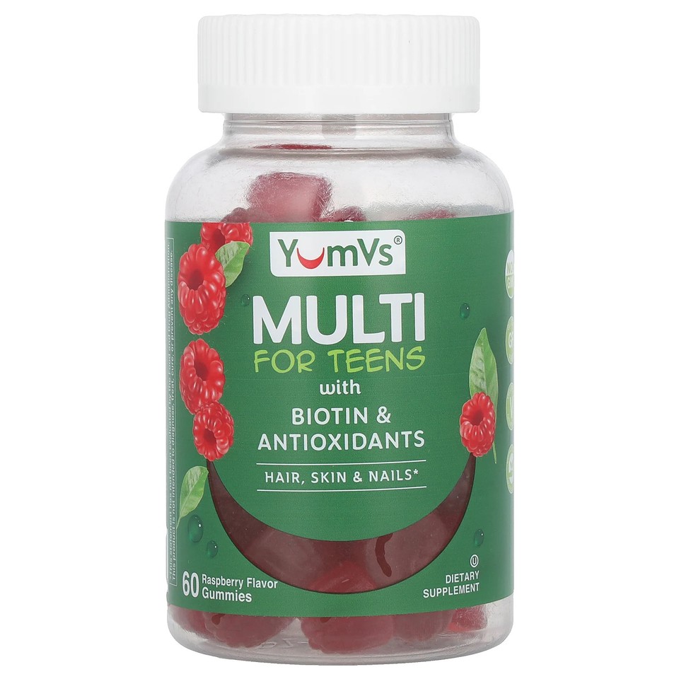 Yum-V s Multi Vitamin for Teens Raspberry Flavor 60 Jellies Egg-Free,